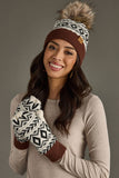 Ivory, Black & Dk. Gray Patterned Mittens