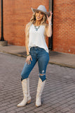 Round Neck Tank Top, Ivory (M,L, 1X-3X)