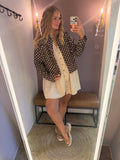 Polka Dot Button Down Jacket With Front Patch Pocket