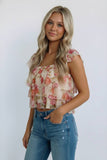 Floral Mesh Ruffle Tiered Cami Top