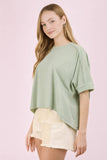 Oversized Crop Comfy Knit Top, Sage (M)