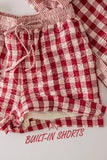Checkered Shirt Top & Shorts Set (S-L)