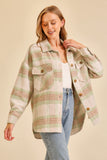 Plaid Shacket, Taupe/Sage