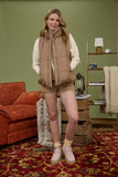 Solid Zip Puffer Vest- Mocha (M-1X, 3X)