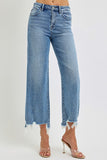 Risen- High Crop Wide Step Hem Denim