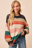 Striped Color-block Chunky Sweater