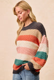 Striped Color-block Chunky Sweater