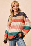 Striped Color-block Chunky Sweater