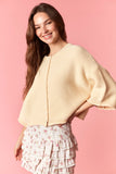 Thin Curly Edge Half Sleeve Cardigan, Butter Yellow