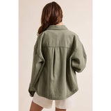 Denim Button Up Jacket, Olive