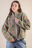 Oversized Floral  Fleece Sherpa Jacket (1X,3X)