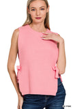 Side Tie Sweater Vest, Dark Pink (S)