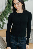 Long Sleeve Scallop Cardi- Black (XS-XL)
