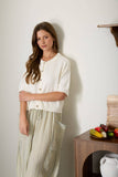 Raw Edge Short Sleeve Knit Cardigan, Natural