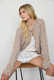 Polka Dot Raw Edge Cardigan, Mocha
