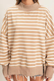 Striped Mock Neck Sweatshirt