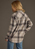 Super Soft Plaid Button Up- Lt. Gray & Brown (S-2X)
