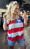 American Flag Loose Fit Knit Top (L)