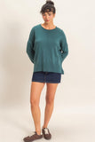 Roll Neck Front Seam Sweater, Teal (S-L)