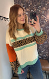 Colorblock Leopard Mix Top