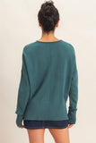 Roll Neck Front Seam Sweater, Teal (S-L)