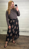 Button Front Maxi, Brown Floral