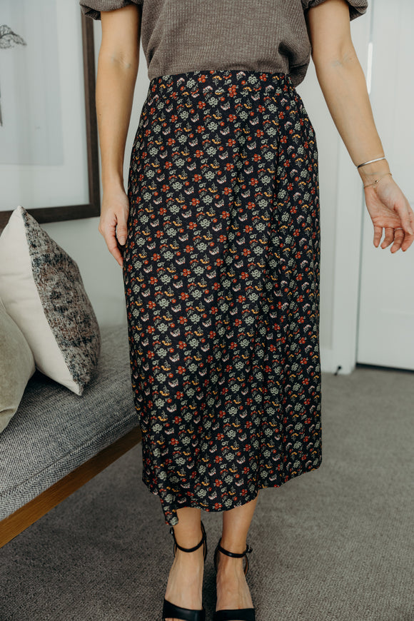 Midi Skirt- Heritage Petals (XS-2XL)