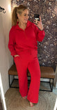 Comfy Luxe Straight Pant, True Red (S, L, 1x, 2x)