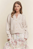 Soft Knit Eyelet Design Button Cardigan (S-3x)