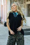 Casual Thick Ribbed V Neck Top, Black (S,M, 1x-3x)