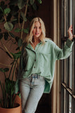 Dusty Mint Washed Soft Button Up