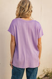 Casual Thick Ribbed V Neck Top, Lavender (S-3x)