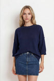 Exposed Seam Drop Shoulder Short Sleeve Pullover, Chocolate Brown