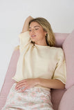Exposed Seam Drop Shoulder Short Sleeve Pullover, Chocolate Brown