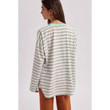 Oversized Striped Long Sleeve, Off White/Mint