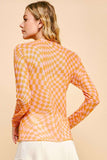 Orange/Pink Checkerboard Mesh Layering Top (2x)