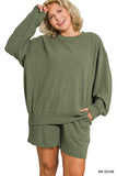 Pullover & Shorts Set, Dark Olive (S-3x)