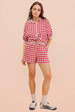 Checkered Shirt Top & Shorts Set (S-L)