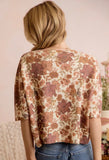 Floral Print Short Sleeve Cardigan