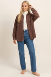 Mineral Wash Waffle Knit Button-Up Shacket (S-L)