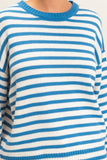 Striped Crew Neck Sweater, Blue (S-L)