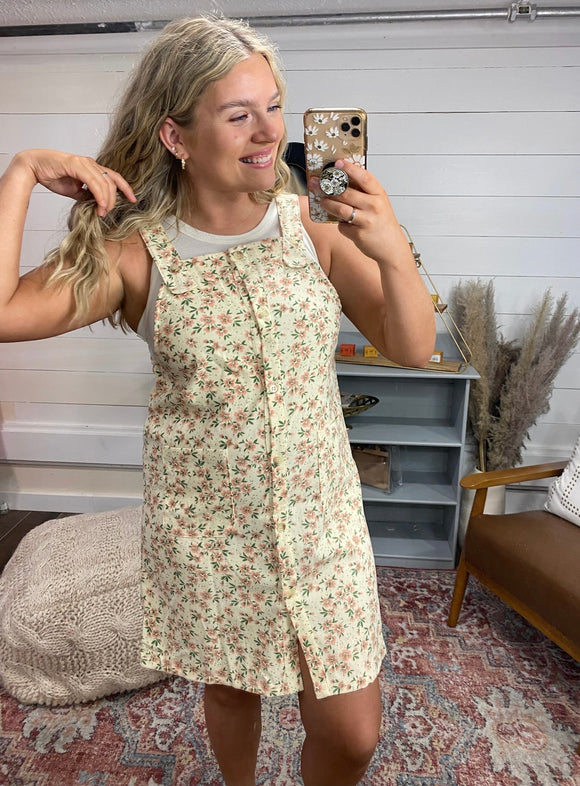 Floral Corduroy Overall Dress (M, 1x-3x)