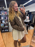 Polka Dot Button Down Jacket With Front Patch Pocket