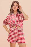 Checkered Shirt Top & Shorts Set (S-L)