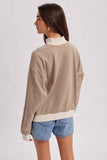 Striped Mock Neck, Natural/Mocha