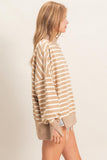 Striped Mock Neck Sweatshirt