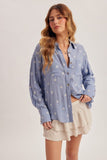 Floral Embroidered Button Down