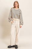 Striped Ribbed Crew Neck Sweater (S-L)