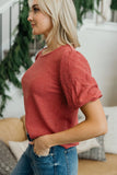 Textured Puff Sleeve Blouse- Desert Rose