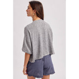 Short Sleeve Button Knit Top, Mocha (S-L)